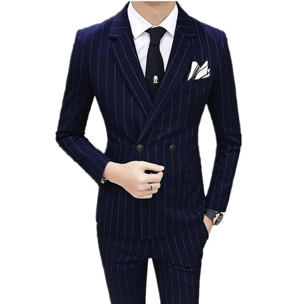 men's suits & blazers (jacket + vest pants) men's, boyfriend fashion stripe formal , double button suit, White;black
men's suits & blazers (jacket + vest pants) men's, boyfriend fashion stripe formal , double button suit, White;black