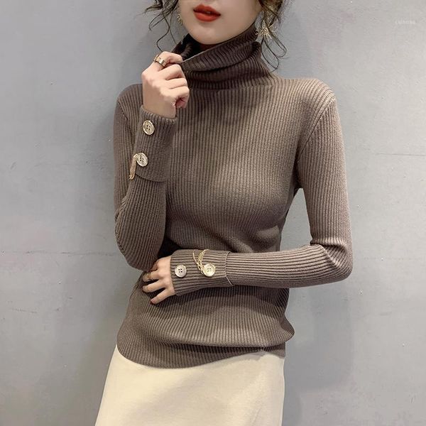 #6220 autumn winter sweater women turtleneck pullovers solid buttons tight knitted ladies warm womens sweaters slim women's, White;black
#6220 autumn winter sweater women turtleneck pullovers solid buttons tight knitted ladies warm womens sweaters slim women's, White;black