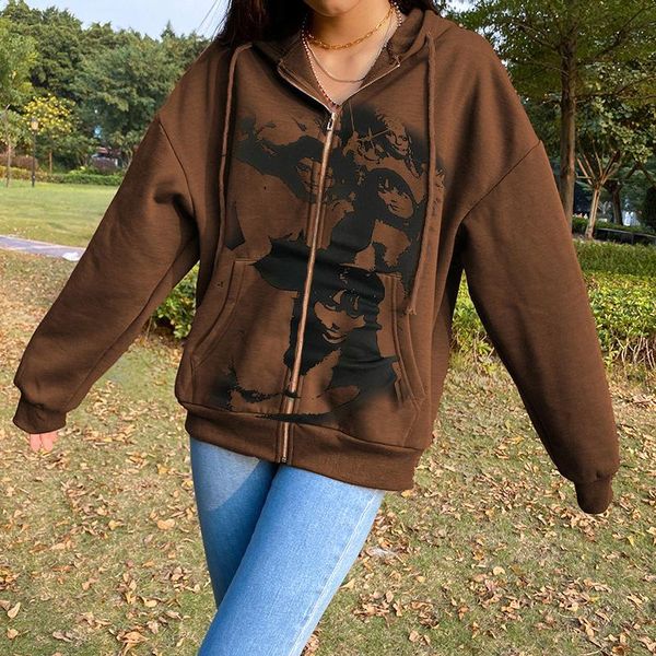 women's jackets 90s vintage brown long sleeve coat y2k harajuku sweatshirt zip up hoodies women autumn streetwear e-girl gothic clothes, Black;brown
women's jackets 90s vintage brown long sleeve coat y2k harajuku sweatshirt zip up hoodies women autumn streetwear e-girl gothic clothes, Black;brown