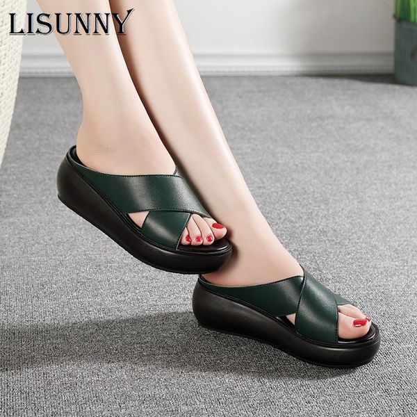 slippers lisunny woman platform flip flops 2021 summer women genuine leather slipper high heel shoes non-slip, Black
slippers lisunny woman platform flip flops 2021 summer women genuine leather slipper high heel shoes non-slip, Black