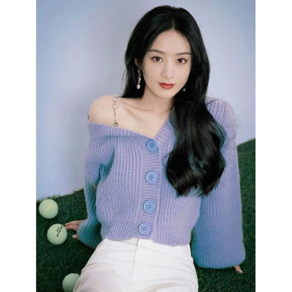 luxury ets zhao liying star same loose cardigan 2021 early autumn coat women's versatile gentle purple sweater, Black;brown
luxury ets zhao liying star same loose cardigan 2021 early autumn coat women's versatile gentle purple sweater, Black;brown