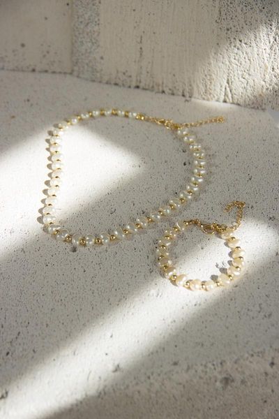 earrings & necklace women's fashion jewelry pearl combin necklace-bracelet, Silver 
earrings & necklace women's fashion jewelry pearl combin necklace-bracelet, Silver
