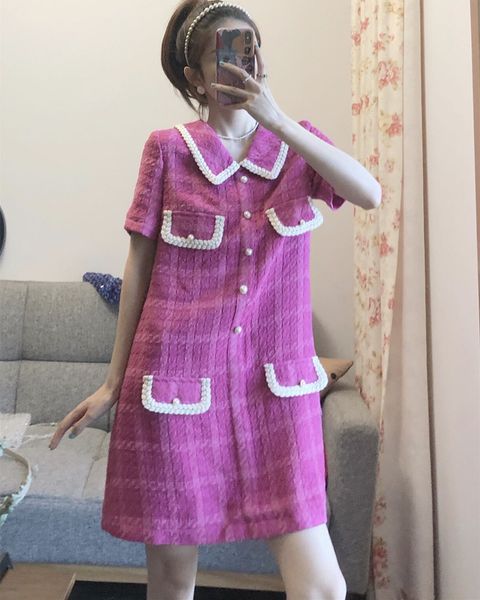 casual dresses 2021 spring summer high-quality female tweed short sleeves a-line chess b975, Black;gray
casual dresses 2021 spring summer high-quality female tweed short sleeves a-line chess b975, Black;gray