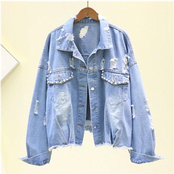 women's jackets heavy industry diamond beaded washed denim coat women 2021 spring fashion loose-fit long-sleeve jacket female jean, Black;brown
women's jackets heavy industry diamond beaded washed denim coat women 2021 spring fashion loose-fit long-sleeve jacket female jean, Black;brown