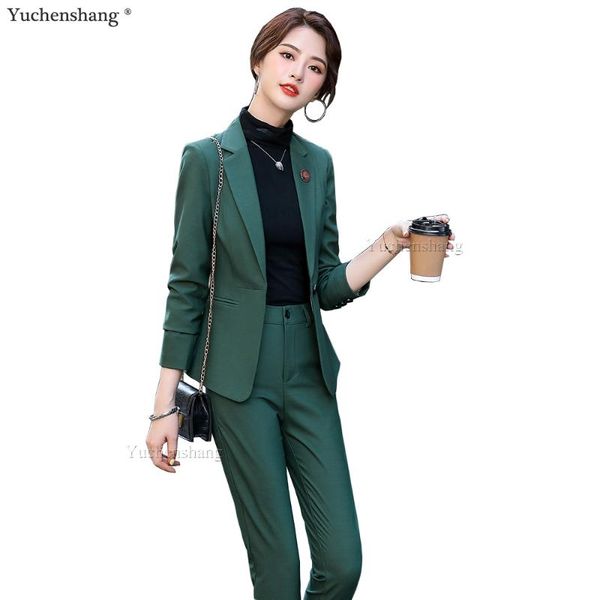 pink green gray black pant suit women single button blazer and ankle length trousers high qiality ladies slim work 2 piece set women's, White
pink green gray black pant suit women single button blazer and ankle length trousers high qiality ladies slim work 2 piece set women's, White