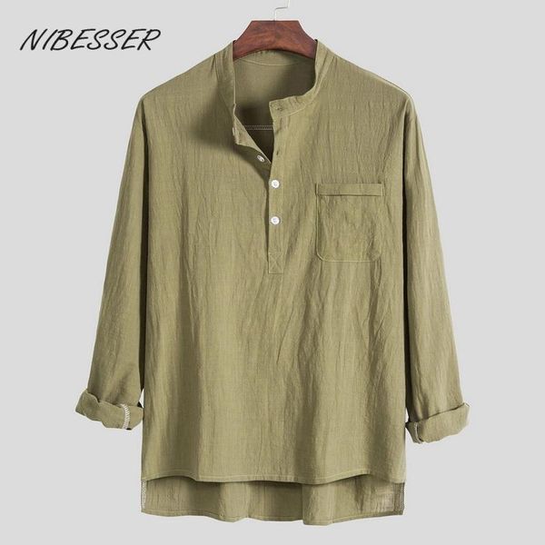 men's casual shirts shirt cotton solid color long sleeve blouse chic stand collar fashion handsome 2021 streetwear camisas, White;black
men's casual shirts shirt cotton solid color long sleeve blouse chic stand collar fashion handsome 2021 streetwear camisas, White;black