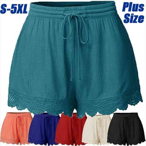 womens shorts casual shorts solid color with lace and elastic waist sweatshorts high waist summer plus size, White;black
womens shorts casual shorts solid color with lace and elastic waist sweatshorts high waist summer plus size, White;black