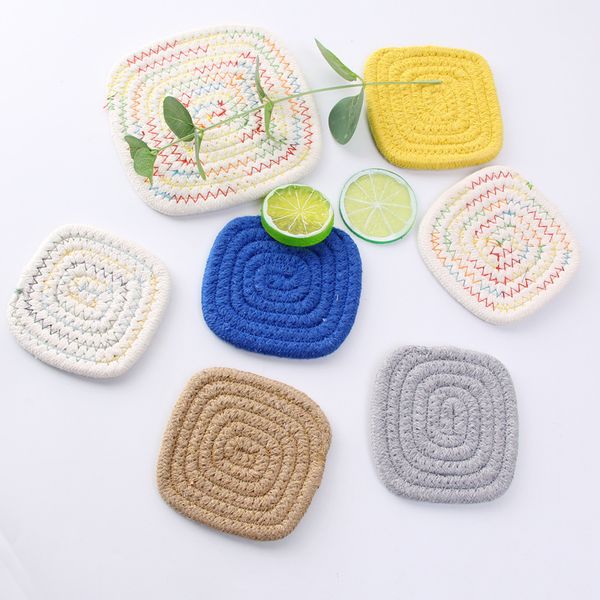 hand woven square coaster with cotton thread thickened antiskid tea cup coffee mat anti scald heat insulation tableware table
hand woven square coaster with cotton thread thickened antiskid tea cup coffee mat anti scald heat insulation tableware table