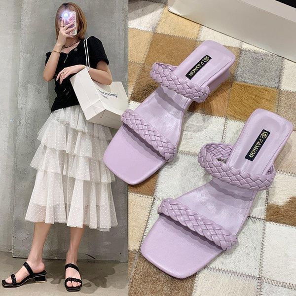 square heel slides shoes for women purple summer beach cross-tied slippers bohemian female zapatos de mujer, Black
square heel slides shoes for women purple summer beach cross-tied slippers bohemian female zapatos de mujer, Black