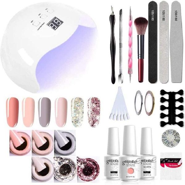 nail art kits uv led lamp gel polish kit, 40w light base coat 6 colors professional manicure tools
nail art kits uv led lamp gel polish kit, 40w light base coat 6 colors professional manicure tools