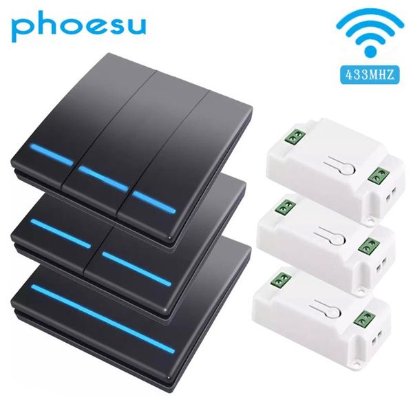 smart home control phoesu rf remote 433mhz push 1/2/3 gang wireless wall switch light 110v 220v receiver button ceiling lamp
smart home control phoesu rf remote 433mhz push 1/2/3 gang wireless wall switch light 110v 220v receiver button ceiling lamp