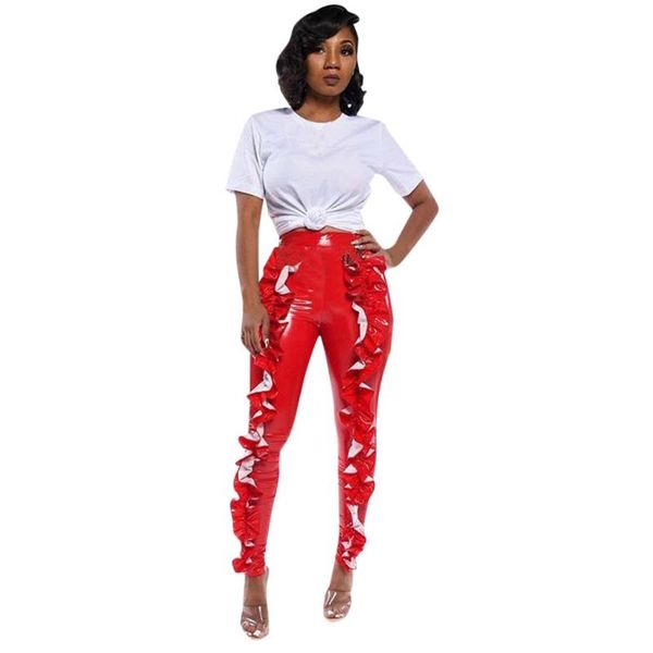 women's pure color pu casual pants spring 2021 bright leather leggings, Black
women's pure color pu casual pants spring 2021 bright leather leggings, Black