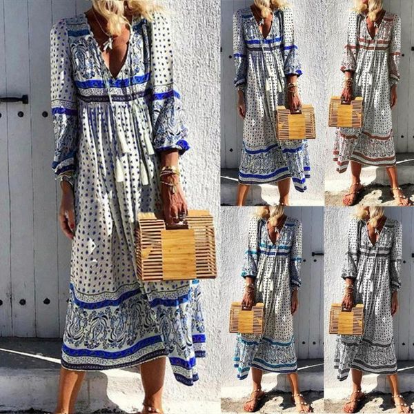 casual dresses women boho 2021 long sleeve loose fashion maxi dress v-neck floral summer printed holiday robe femme, Black;gray
casual dresses women boho 2021 long sleeve loose fashion maxi dress v-neck floral summer printed holiday robe femme, Black;gray
