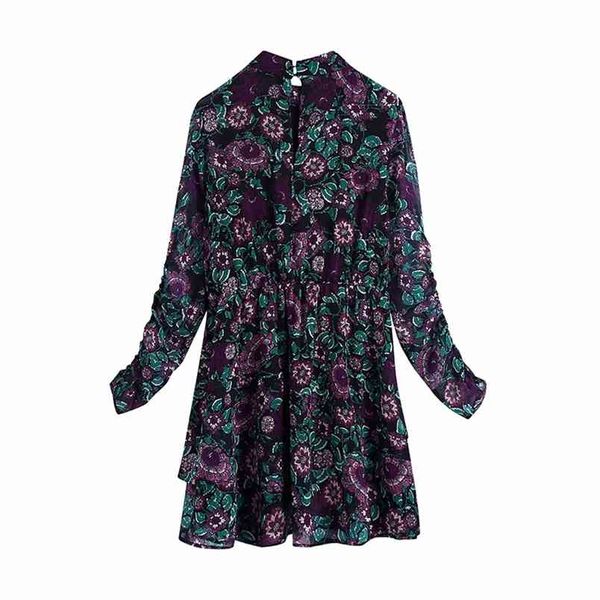 women vintage stand collar flower print chiffon mini dress lady chic pleats puff sleeve casual ruffles vestido 210531, Black;gray
women vintage stand collar flower print chiffon mini dress lady chic pleats puff sleeve casual ruffles vestido 210531, Black;gray