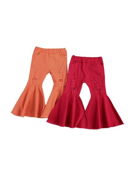 girls casual long pants solid color elastic waist flared trousers with pockets and broken holes red/ orange, Blue
girls casual long pants solid color elastic waist flared trousers with pockets and broken holes red/ orange, Blue