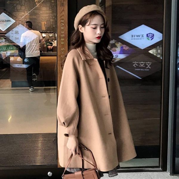 women's wool & blends 2021 autumn winter classic sweet japanese style long coats single breasted turn-down collar thick, Black
women's wool & blends 2021 autumn winter classic sweet japanese style long coats single breasted turn-down collar thick, Black