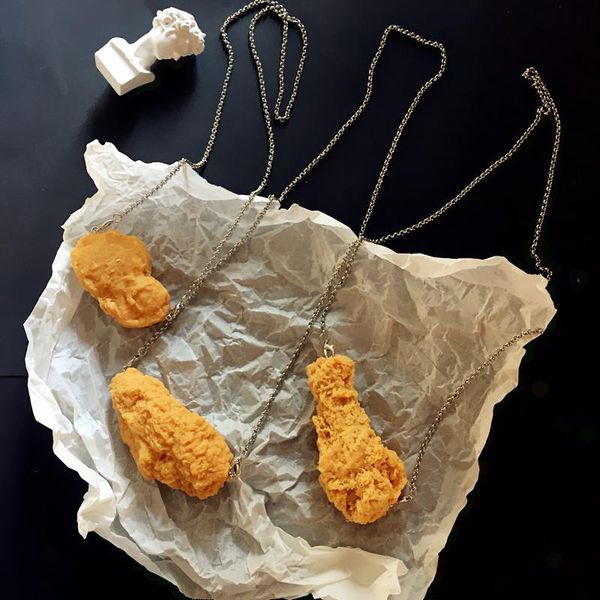 pendant necklaces creative simulation food for women hanmade fried chicken leg wing barbecue necklace girl party jewelry, Silver
pendant necklaces creative simulation food for women hanmade fried chicken leg wing barbecue necklace girl party jewelry, Silver