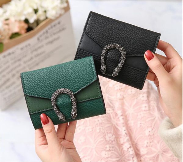 

designer wallets small wallet female short retro fold change red black green brown pure color mini womens bags factory price