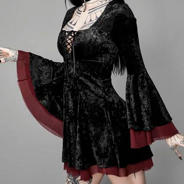 casual dresses gothic autumn 2021 dress fashion europe america solid color splicing square collar flared sleeves bandage high waist women�, Black;gray
casual dresses gothic autumn 2021 dress fashion europe america solid color splicing square collar flared sleeves bandage high waist women�, Black;gray
