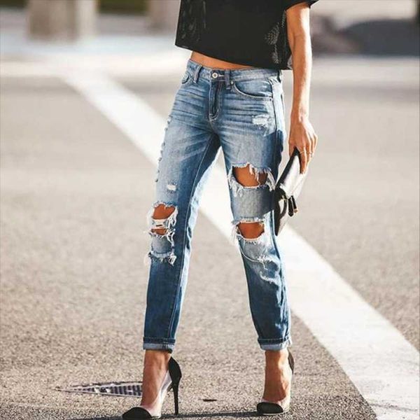 autumn knee ripped woman jeans mid-waist trousers with big holes full length straight denim pants streetwear women's, Blue
autumn knee ripped woman jeans mid-waist trousers with big holes full length straight denim pants streetwear women's, Blue