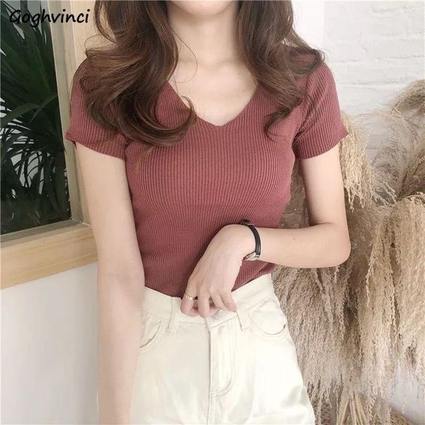 women's t-shirt short sleeve tshirts women v neck solid trendy female basic tees summer korean style all-match students knitting casual, White
women's t-shirt short sleeve tshirts women v neck solid trendy female basic tees summer korean style all-match students knitting casual, White