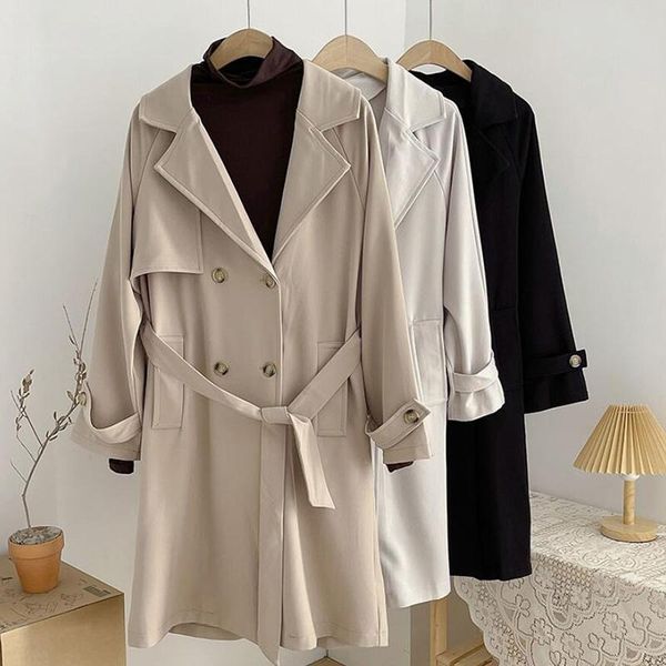 women's trench coats chic women coat casual loose outerwear 2021 autumn winter fashion double-breasted windbreaker femme, Tan;black
women's trench coats chic women coat casual loose outerwear 2021 autumn winter fashion double-breasted windbreaker femme, Tan;black