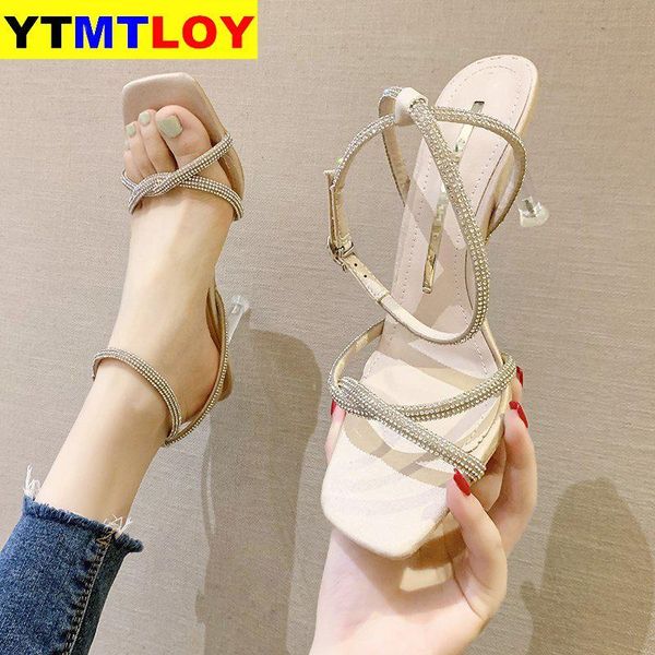 square head thin versatile 2021 summer fashion women's sandals rhinestone girlish style with high heels, Black
square head thin versatile 2021 summer fashion women's sandals rhinestone girlish style with high heels, Black