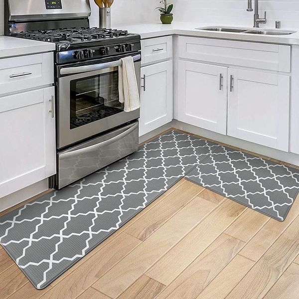 carpets 2 pcs kitchen mat waterproof standing non-slip rugs cushioned anti fatigue runner rug for kitchen, bathroom, laundry