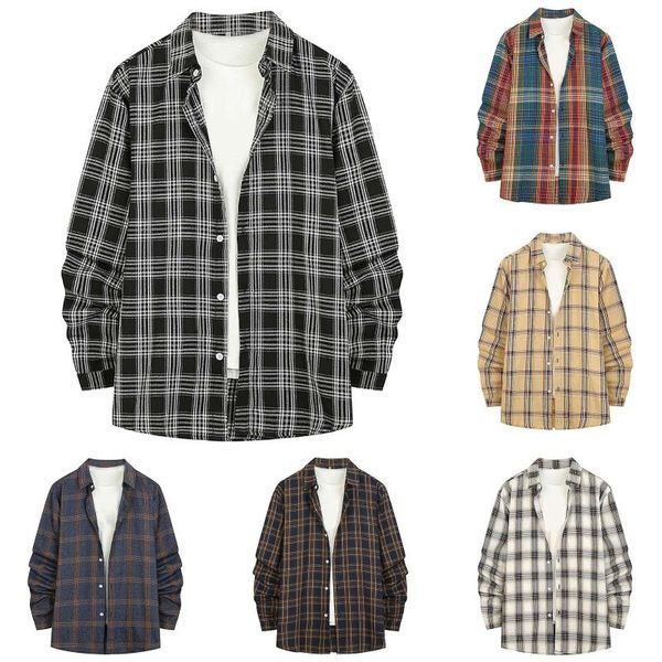 men's casual shirts check print lapel long sleeve shirt winter fashion plaid long-sleeved loose, White;black
men's casual shirts check print lapel long sleeve shirt winter fashion plaid long-sleeved loose, White;black