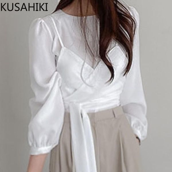 women's blouses & shirts kusahiki korena chic autumn 2pieces women long sleeve o-neck chiffon blouse + bow bandage slim waist sling ve, White
women's blouses & shirts kusahiki korena chic autumn 2pieces women long sleeve o-neck chiffon blouse + bow bandage slim waist sling ve, White