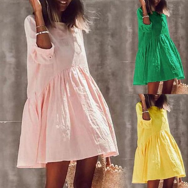 women dress casual solid color half sleeve o neck loose party beach summer holiday mini a line vestidos steetwear dresses, Black;gray
women dress casual solid color half sleeve o neck loose party beach summer holiday mini a line vestidos steetwear dresses, Black;gray