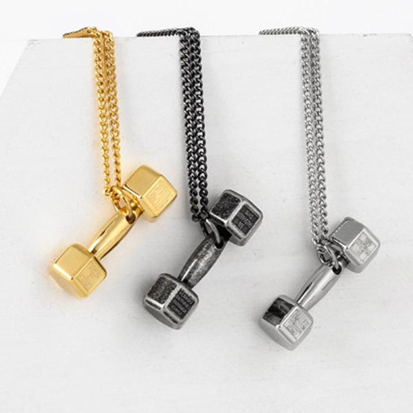 pendant necklaces men's barbell necklace stainless steel fitness sports gold chain gifts for male accessories wholesale, Silver
pendant necklaces men's barbell necklace stainless steel fitness sports gold chain gifts for male accessories wholesale, Silver