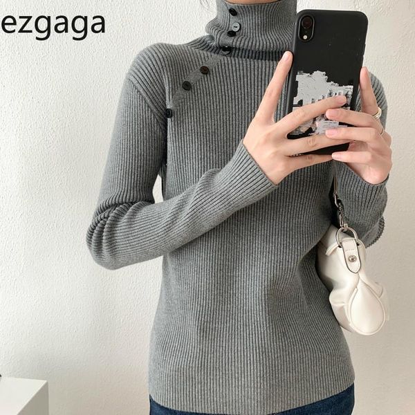 women's sweaters ezgaga turtleneck solid base knit sweater jumper women oblique buckle long sleeve pullover autumn 2021 ladies slim ca, White;black
women's sweaters ezgaga turtleneck solid base knit sweater jumper women oblique buckle long sleeve pullover autumn 2021 ladies slim ca, White;black