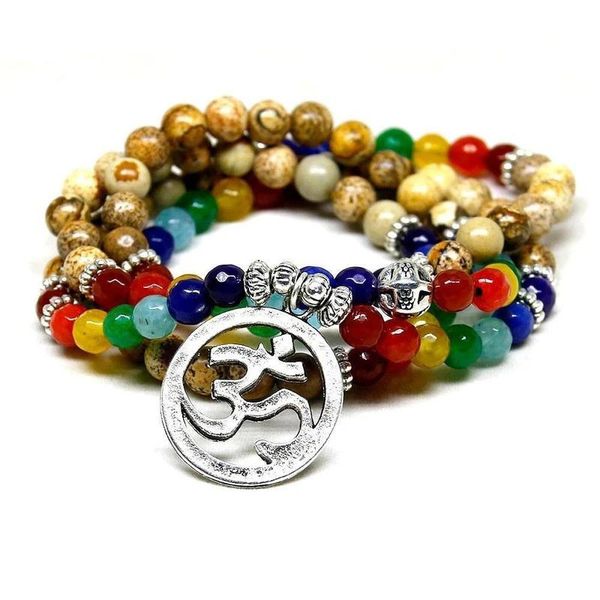 link, chain 7 chakra 108 mala natural stone beads om charm bracelet for prayer & mantra meditation, Black
link, chain 7 chakra 108 mala natural stone beads om charm bracelet for prayer & mantra meditation, Black