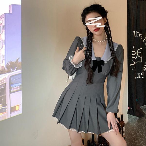 casual dresses gothic harajuku girl mini dress spring autumn vintage fairy bow navy neck long sleeve waist pleated kawaii women jk, Black;gray
casual dresses gothic harajuku girl mini dress spring autumn vintage fairy bow navy neck long sleeve waist pleated kawaii women jk, Black;gray