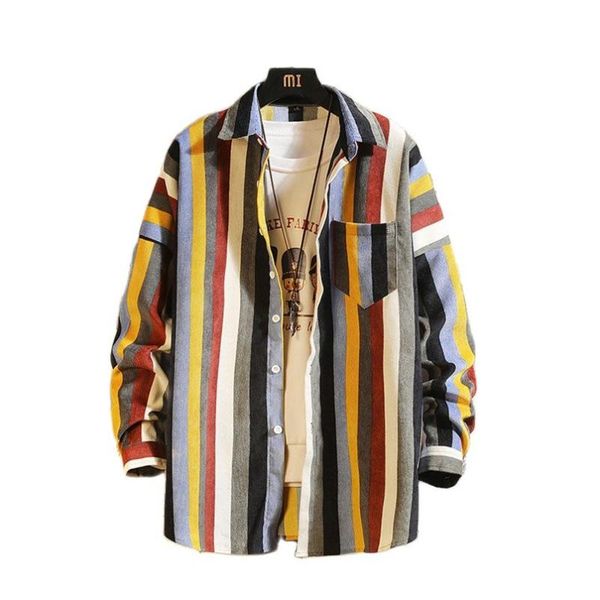men's casual shirts 2021 striped shirt vintage long sleeve cardigan patchwork clothing streetwear autumn korean, White;black
men's casual shirts 2021 striped shirt vintage long sleeve cardigan patchwork clothing streetwear autumn korean, White;black