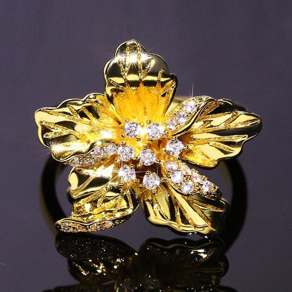 cluster rings luxury yellow gold color flower for women engagement wedding elegant white zircon stamen ring jewelry, Golden;silver
cluster rings luxury yellow gold color flower for women engagement wedding elegant white zircon stamen ring jewelry, Golden;silver