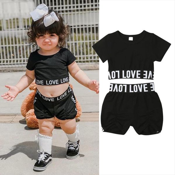 2pcs kids baby girls clothes love crop t shirt pants shorts summer outfits black cute fashion set, White
2pcs kids baby girls clothes love crop t shirt pants shorts summer outfits black cute fashion set, White