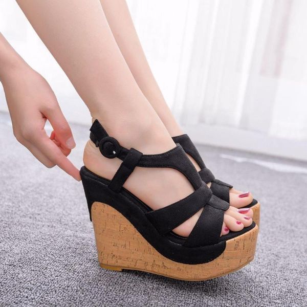 sandals 12 cm wood grain waterproof platform wedges fish mouth retro roman women's sweet high heels womens shoes, Black
sandals 12 cm wood grain waterproof platform wedges fish mouth retro roman women's sweet high heels womens shoes, Black