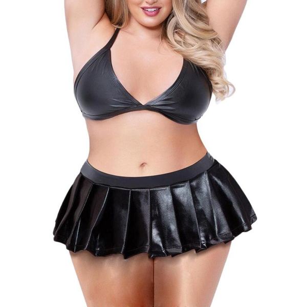 bras sets women lingerie set large size lady faux leather v-neck bra underwear mini skirt ensemble femme 3@, Red;black
bras sets women lingerie set large size lady faux leather v-neck bra underwear mini skirt ensemble femme 3@, Red;black