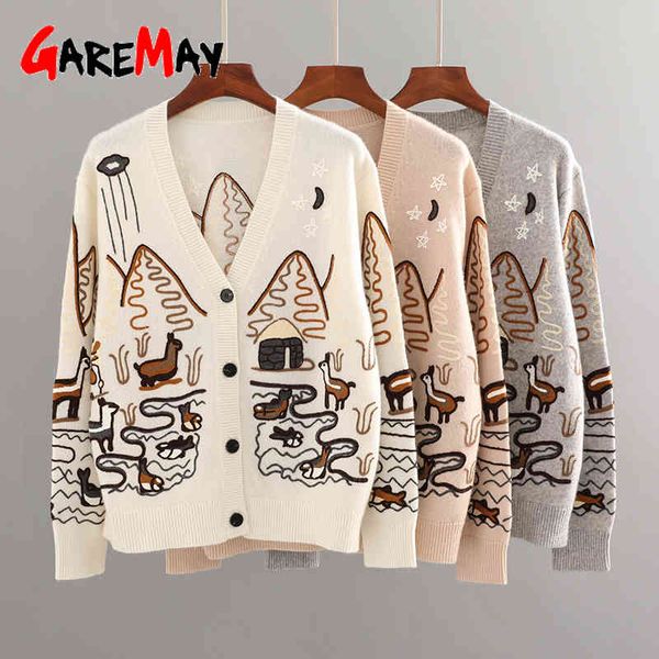 knit fall cardigans women loose vintage streetwear sweater button cartoon cute print v neck knitted cardigan for 210428, White
knit fall cardigans women loose vintage streetwear sweater button cartoon cute print v neck knitted cardigan for 210428, White