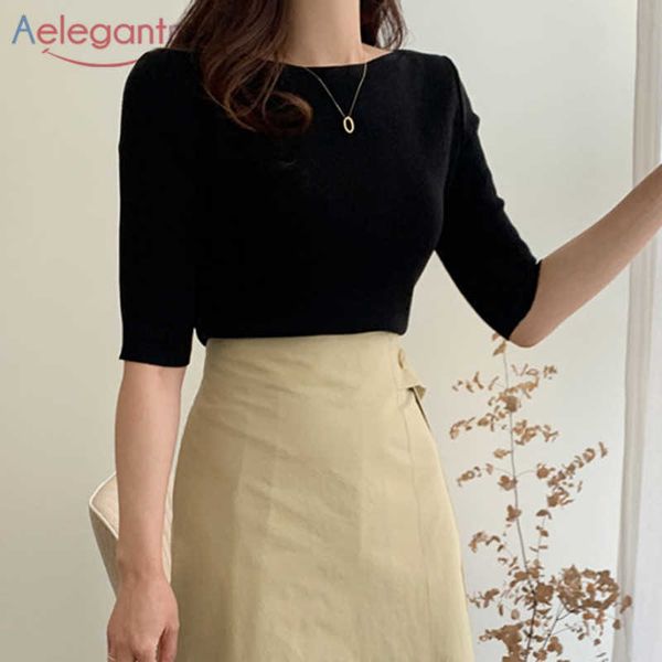 aelegantmis vintage elegant slim half sleeve t shirt women solid simple thin regular design camisetas for mujer 210607, White
aelegantmis vintage elegant slim half sleeve t shirt women solid simple thin regular design camisetas for mujer 210607, White