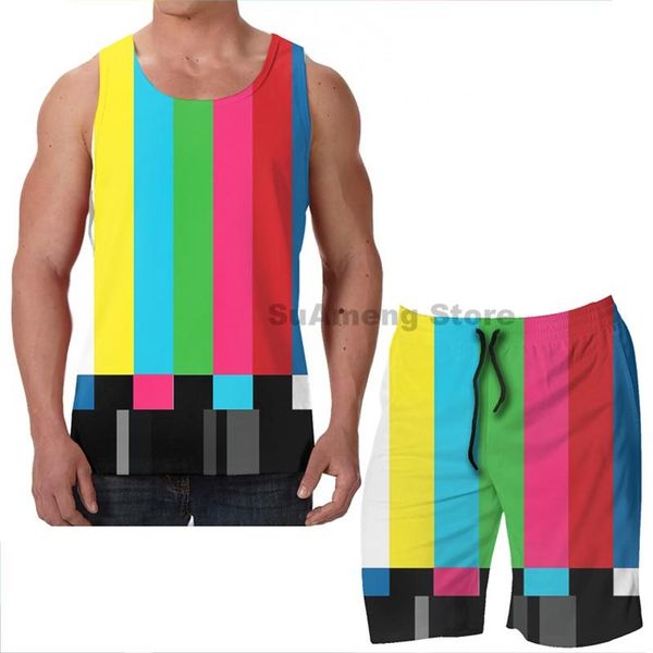 men's tracksuits summer funny print men tank women tv color bars beach shorts sets fitness vest, Gray
men's tracksuits summer funny print men tank women tv color bars beach shorts sets fitness vest, Gray