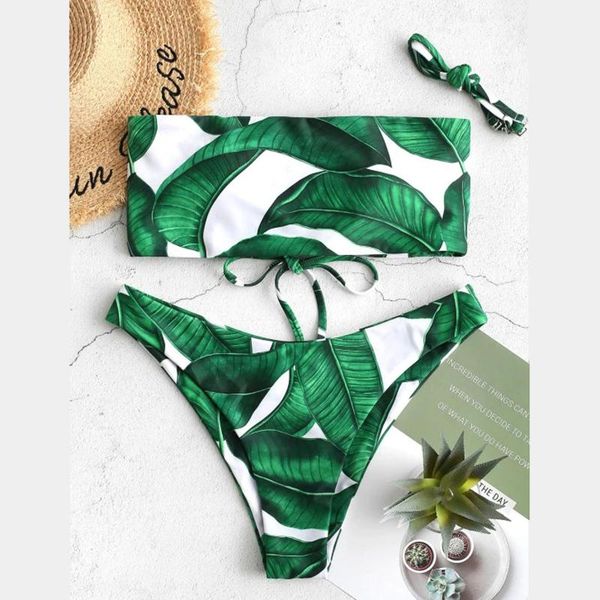 bohemian style bikinis women's bikini leaf print lace-up bandeau two piece swimsuit beach swimwear summer beachwear, White;black
bohemian style bikinis women's bikini leaf print lace-up bandeau two piece swimsuit beach swimwear summer beachwear, White;black
