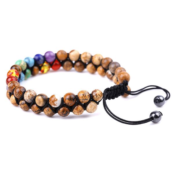6mm stone picture stone bracelet 108 energy stone seven pulse wheel handstring braided, Black
6mm stone picture stone bracelet 108 energy stone seven pulse wheel handstring braided, Black
