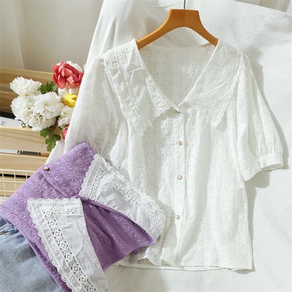 women's blouses & shirts korean style elegant shirt blouse 2021 summer casual embroidery white women short sleeve cute blusa feminina 
women's blouses & shirts korean style elegant shirt blouse 2021 summer casual embroidery white women short sleeve cute blusa feminina