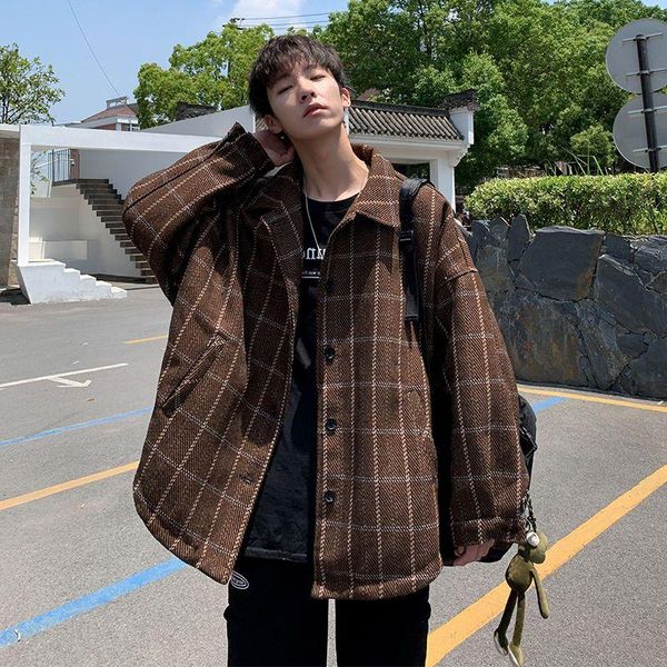men's jackets autumn winter jacket men plaid thick woolen korean loose student plus size couple casual warm fashion handsome man coat, Black;brown
men's jackets autumn winter jacket men plaid thick woolen korean loose student plus size couple casual warm fashion handsome man coat, Black;brown