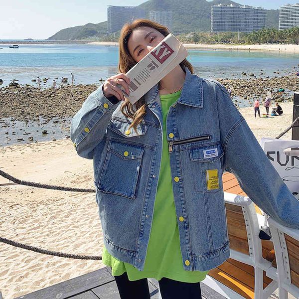 spring female turn down collar yellow single breasted long-sleeved minimalist blue denim jacket cardigan coat 8p084 210510, Black;brown
spring female turn down collar yellow single breasted long-sleeved minimalist blue denim jacket cardigan coat 8p084 210510, Black;brown