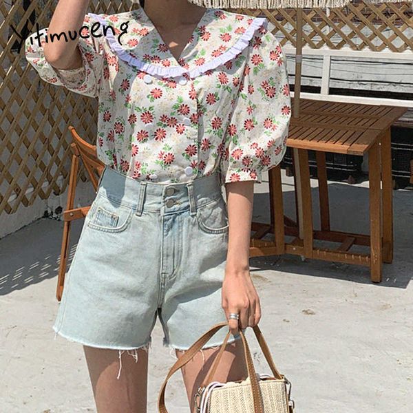 yitimuceng floral print blouse women oversized button up shirts korean fashion short puff sleeve ruffled summer 210601, White
yitimuceng floral print blouse women oversized button up shirts korean fashion short puff sleeve ruffled summer 210601, White