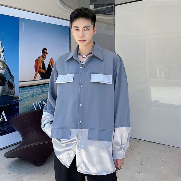 men's casual shirts satins splice long sleeve loose shirt men korean streetwear fashion harajuku dress male oversize blouse ztn3, White;black
men's casual shirts satins splice long sleeve loose shirt men korean streetwear fashion harajuku dress male oversize blouse ztn3, White;black